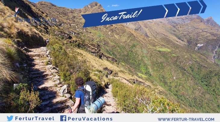 inca trail 4 days - photo tourist walking the inca trail route