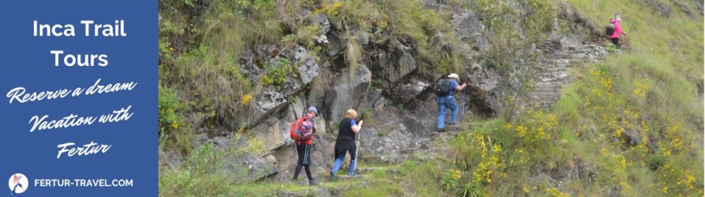 Fertur Peru clients on the Inca Trail to Machu Picchu