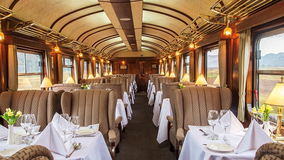 Luxury Belmond Andean Explorer dining car - Puno to Cusco