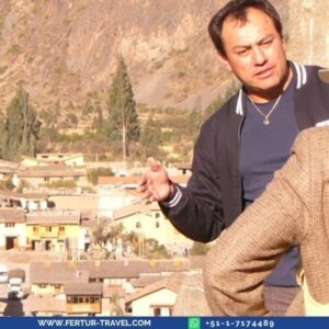 Fertur clients with their private guide at Ollantaytambo - Sacred Valley, Cusco, Peru